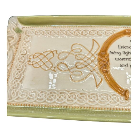 Irish Proverb Embossed Celtic Ceramic Cheese Bread Tray Grasslands Road - Picture 8 of 10